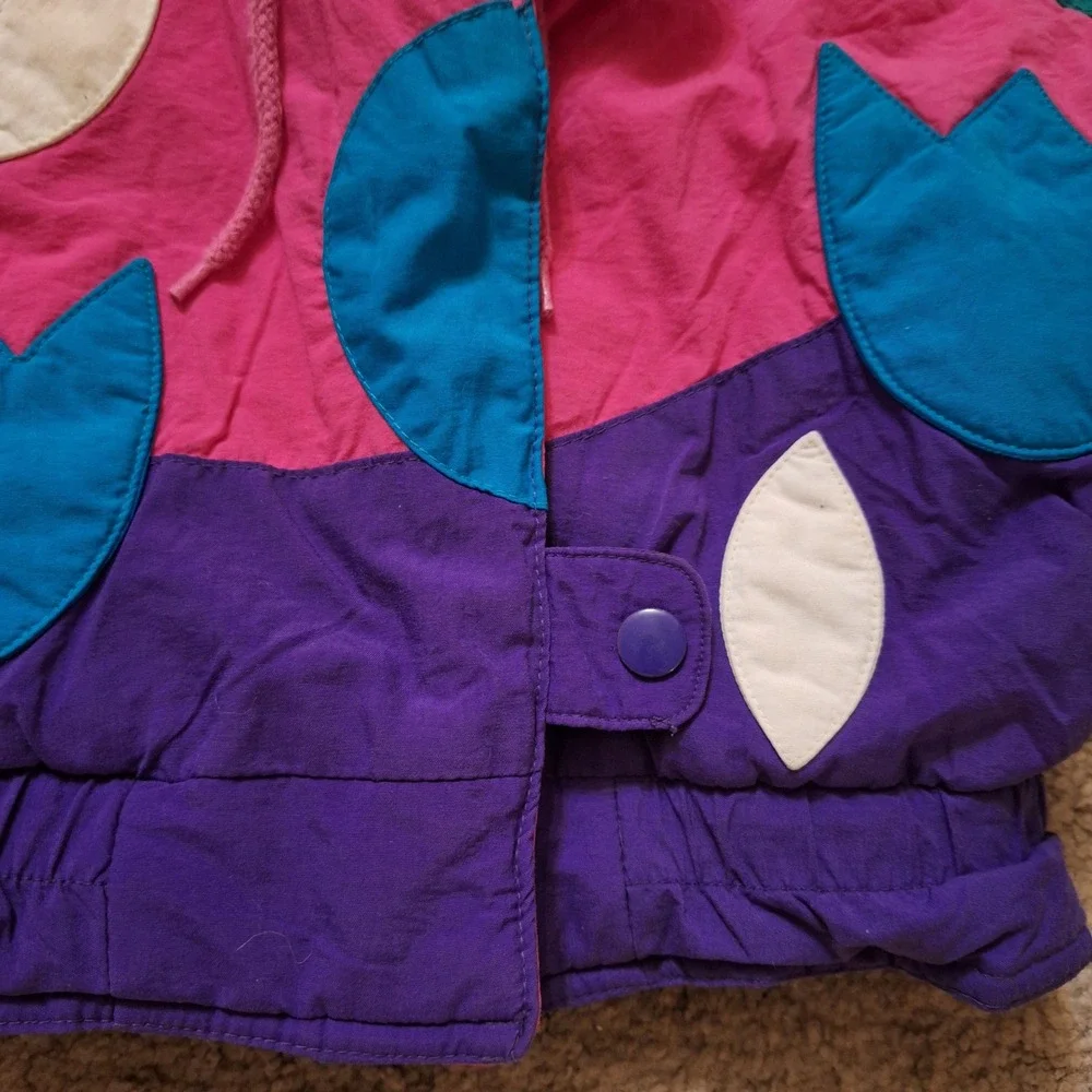 Circo Vintage 80s Colorblock Baby Toddler Puffer Jacket Coat Flowers 2T